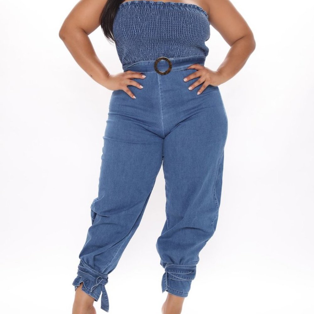 Denim Strapless Jumpsuit